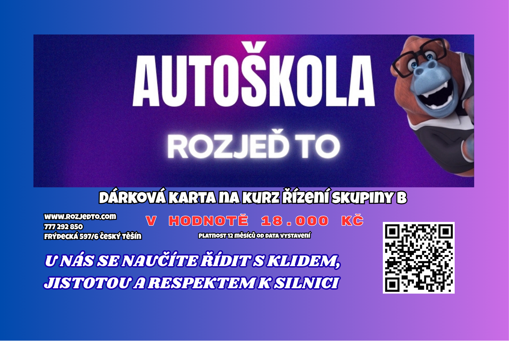 Dárková karta — kurz skupiny B